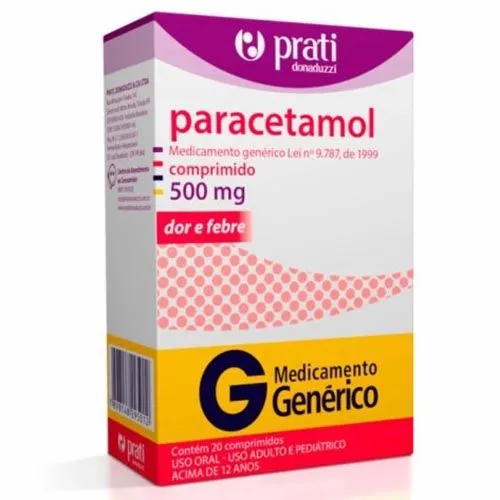 Paracetamol 500Mg Com 20 Comprimidos Genérico Prati Donaduzzin
