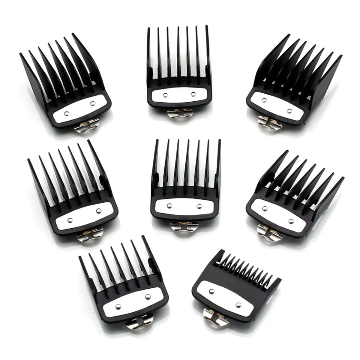 Kit 8 Pentes de Altura Premium Para Máquinas de Corte da Wahl Preto