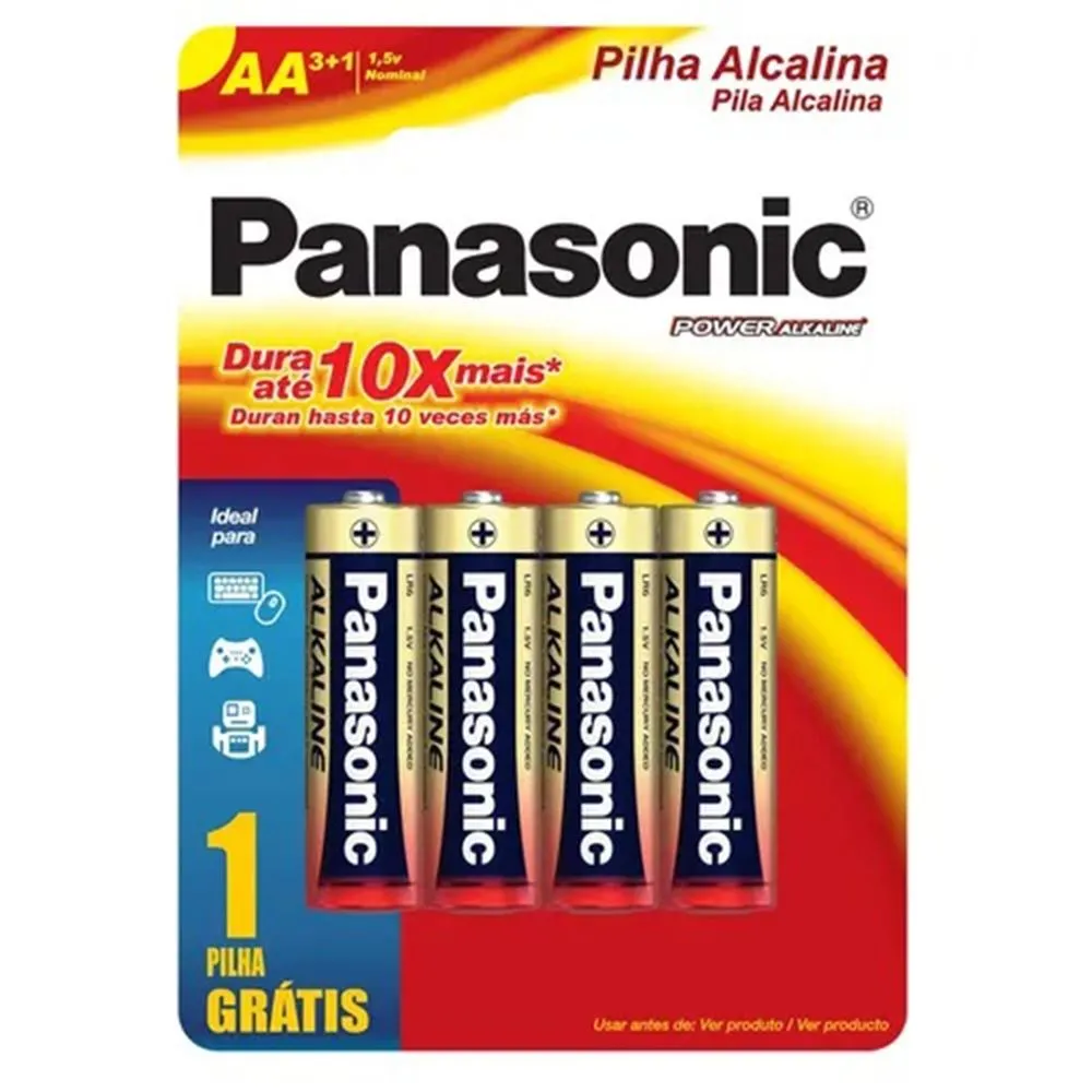 Pilha Panasonic Alcalina Aa Leve 4 Pague 3