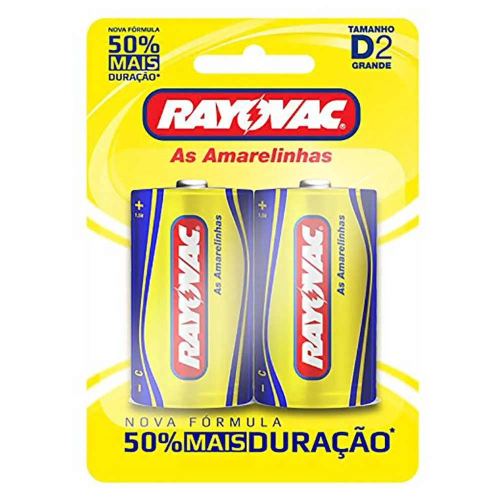 Pilha Rayovac Amarelinhas D Com 2 Unidades