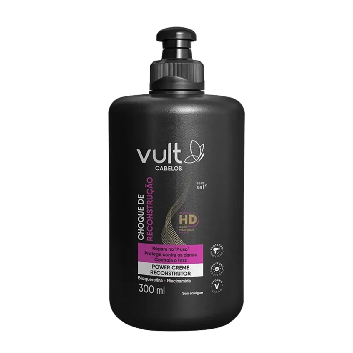 Power Creme Reconstrutor Choque de Reconstrução Com 300ml Vult Cabelos