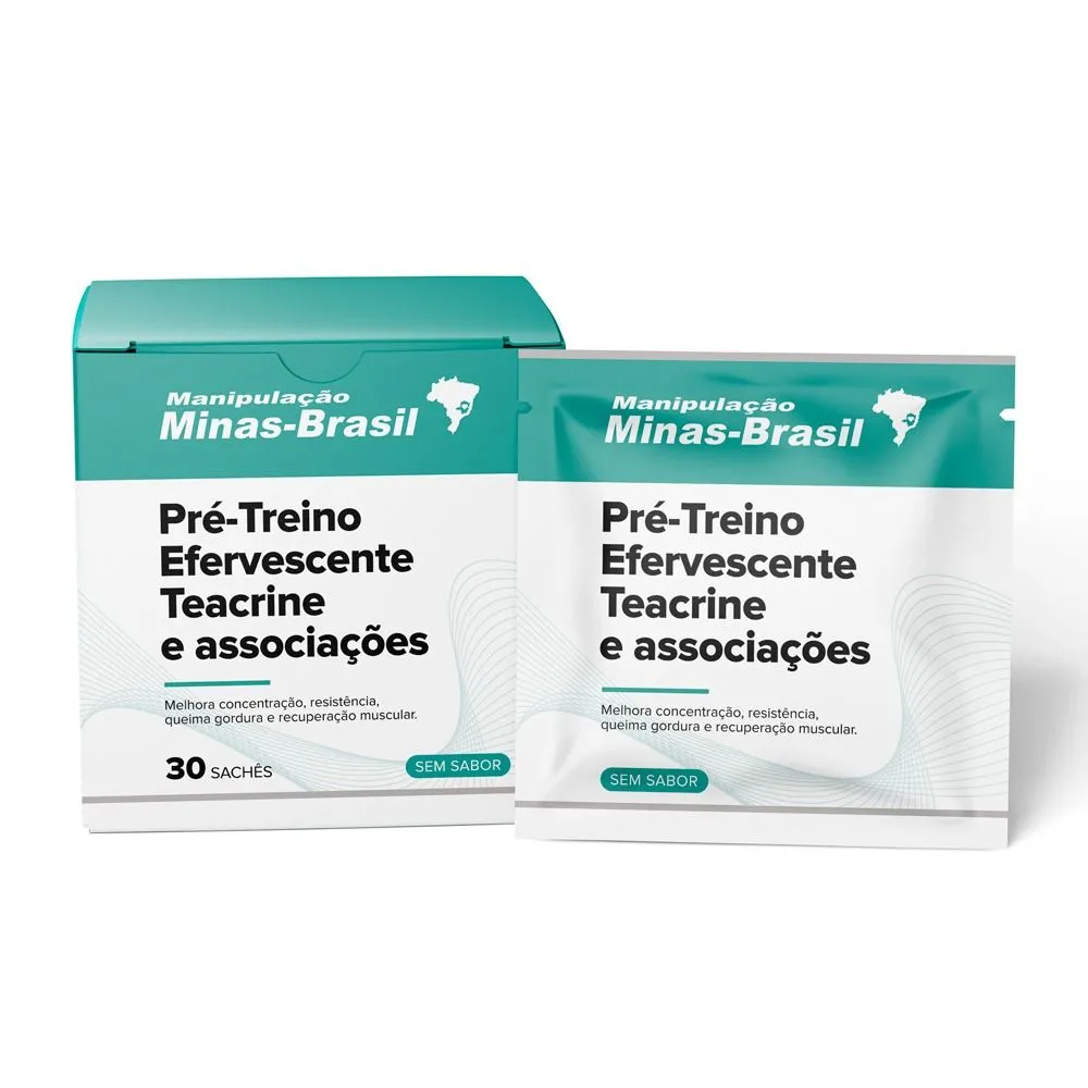 Pré Treino Efervescente Sem Sabor Teacrine, B6 e B12 30 Envelopes