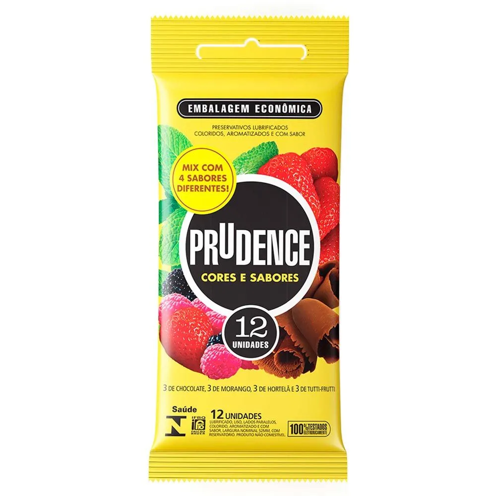 Preservativo Prudence Cor E Sabores Com 12 Unidades