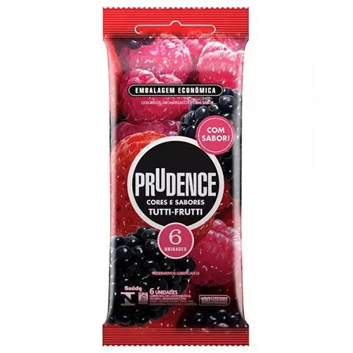 Preservativo Prudence Cores e Sabores Tutti-frutti Com 6 Unidades