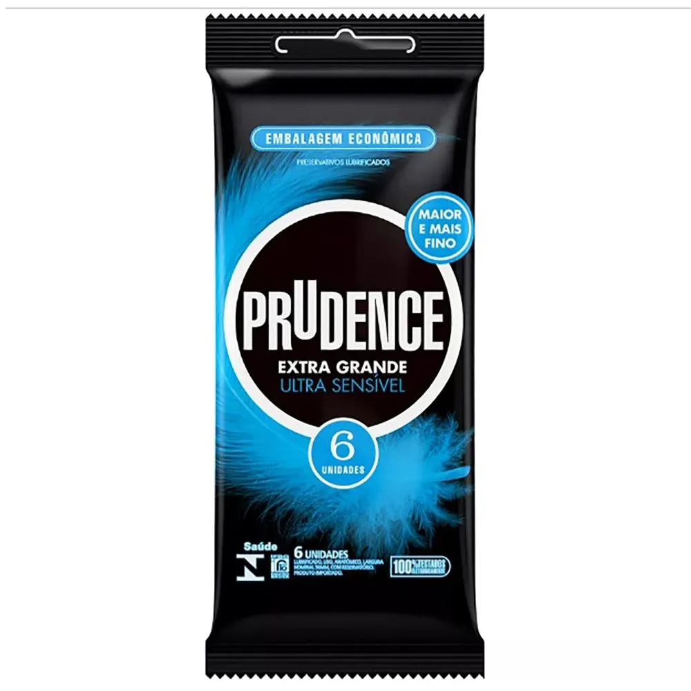 Preservativo Prudence Extra Grande Ultra Sensível Com 6 Unidades