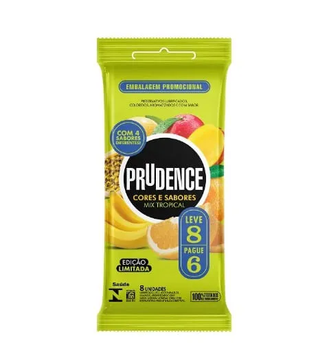 Preservativo Prudence Mix Tropical Lubrificado 8 Unidades