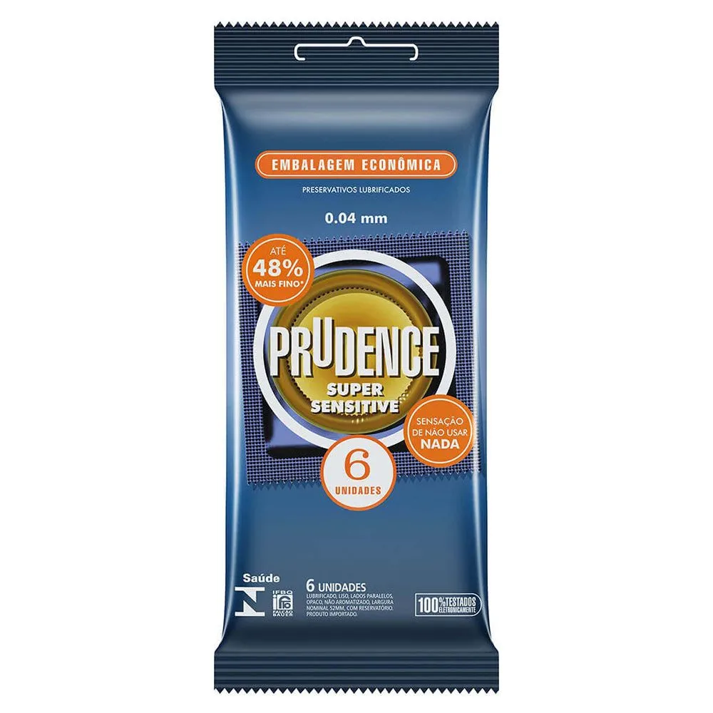 Preservativo Prudence Super Sensitive Com 6 Unidades