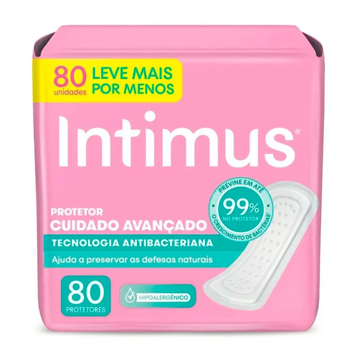 Protetor Diário Intimus Tecnologia Antibacteriana com 80 unidades