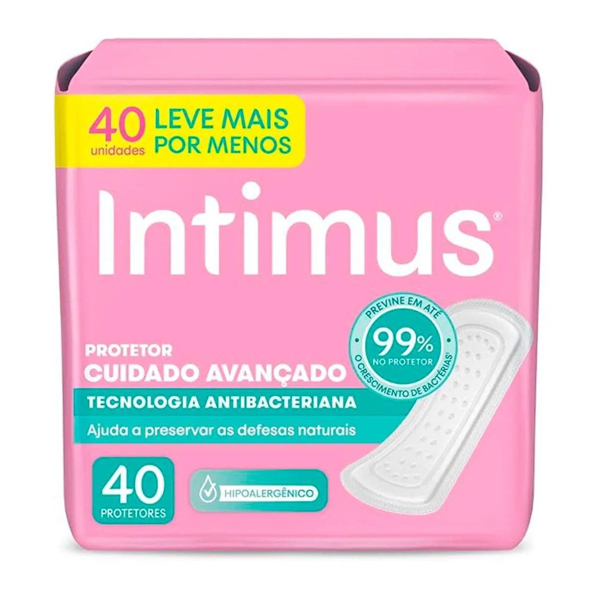 Protetor Intimo Diário Intimus Day Antibacteriano com 40 Unidades