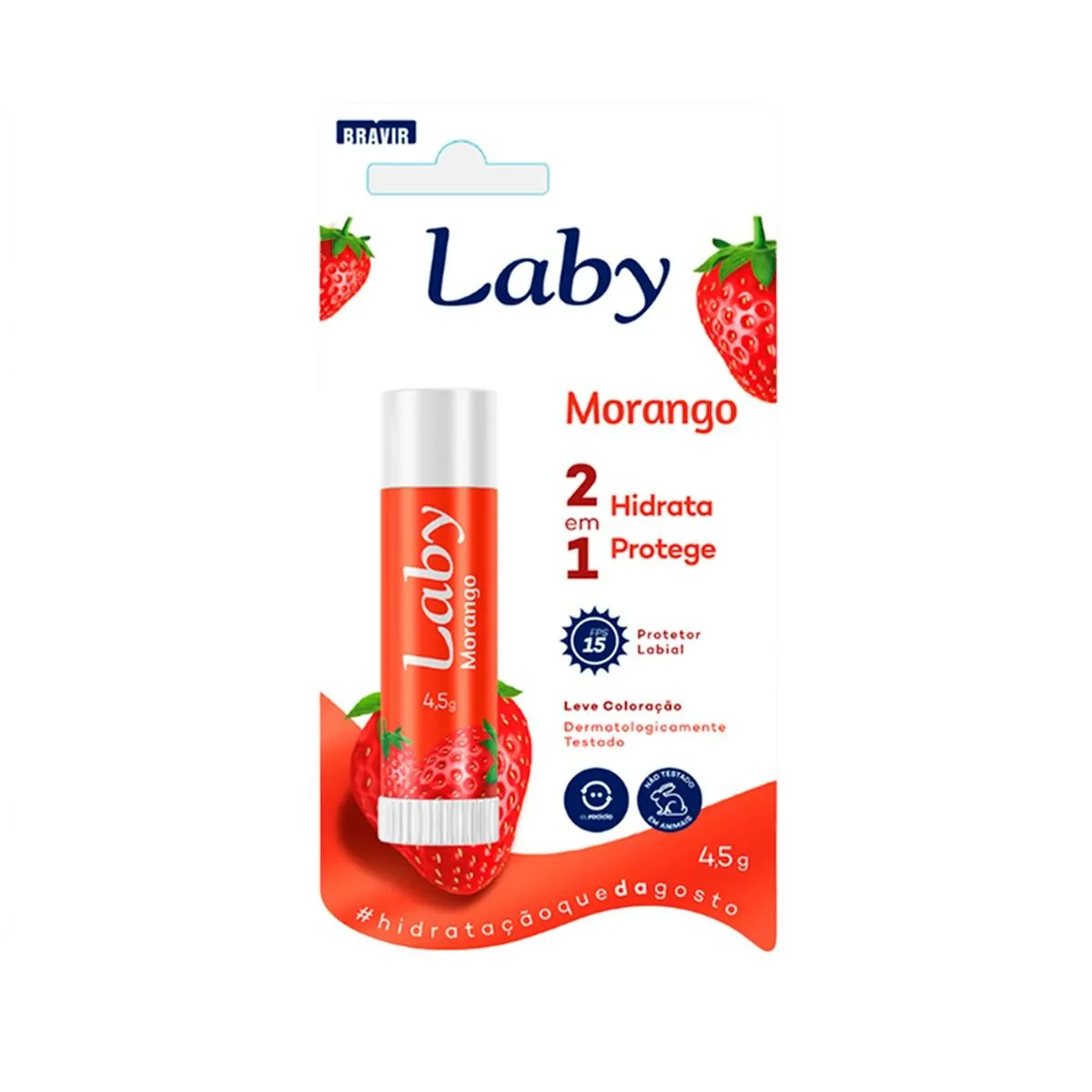 Protetor Labial Laby Lip Care Fps 15 Morango Sensação 4,5g Bravir