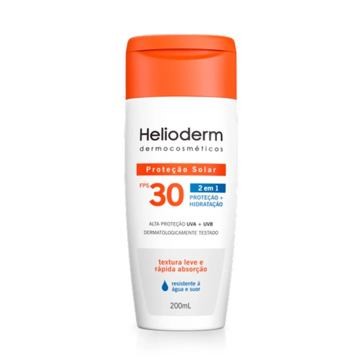 Protetor Solar Corporal Helioderm FPS30 2 Em 1 200ml Resistente a Água e Suor