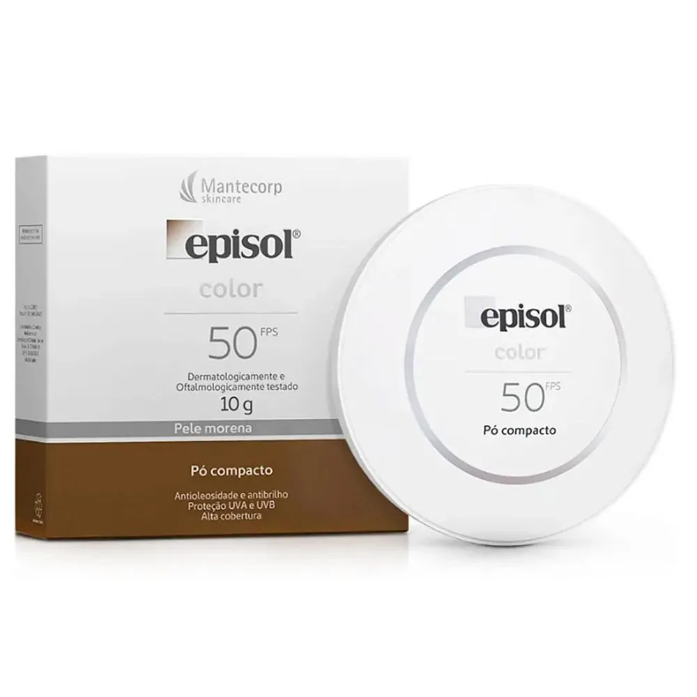Protetor Solar Episol Color Pó Compacto FPS 50 Pele Morena 10g Mantecorp Skincare
