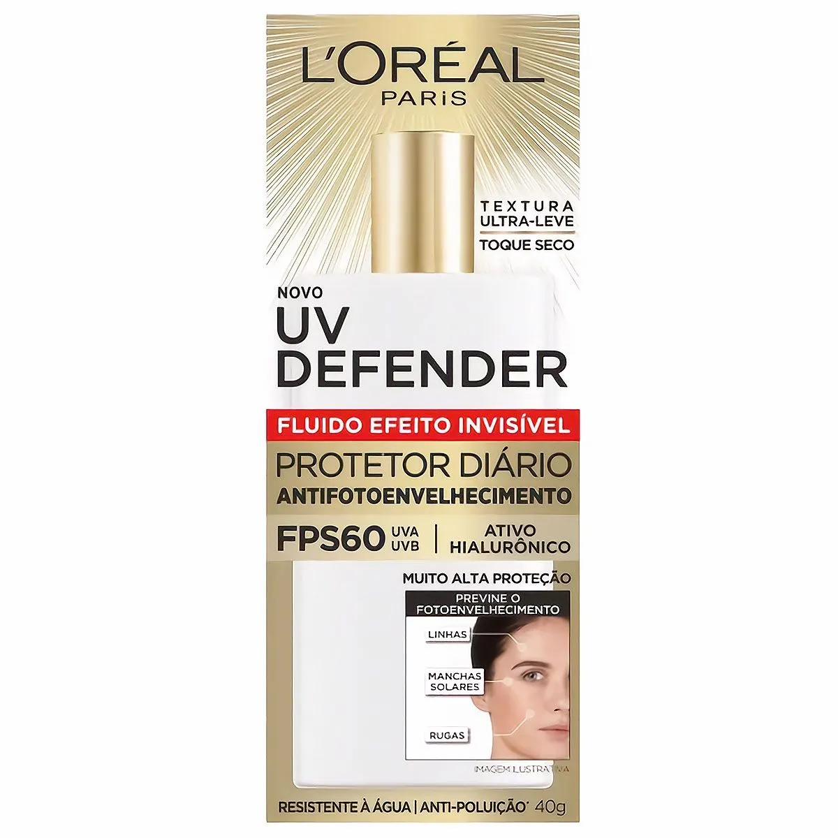 Protetor Solar Facial Fluido Uv Defender FPS60 40g L'oréal