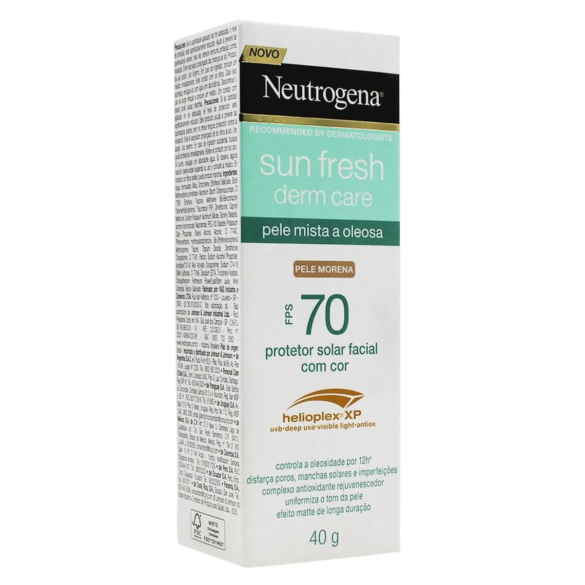 Protetor Solar Facial Sun Fresh Derm Care Pele Morena FPS 70 40g Neutrogena