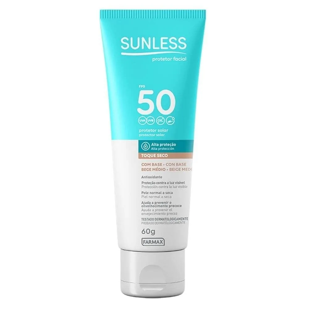 Protetor Solar Facial Sunless Fps 50 Bege Médio 60G