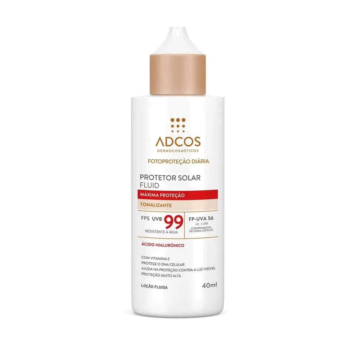 Protetor Solar Fluid Fps 99 Máxima Proteção Tonalizante Com 40Ml Adcos