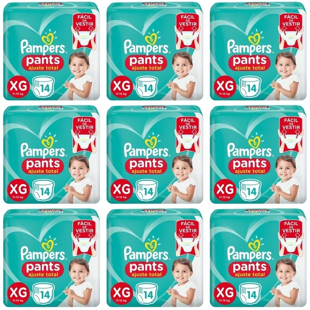 Kit 9 Fraldas Confortsec Pants ”Xg” Pampers Simples c/14 Unidades cada