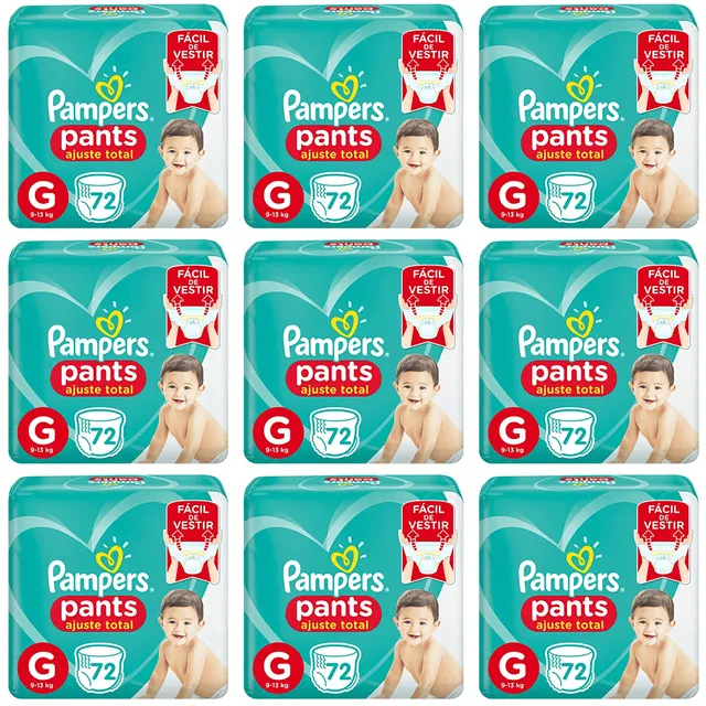 Kit 9 Fraldas Confortsec Pants Bag ”G” Pampers Simples c/72 Unidades cada