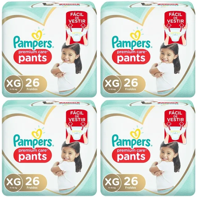 Kit 4 Fraldas Pampers Pants Premium Care Xg Com 26 Unidades cada