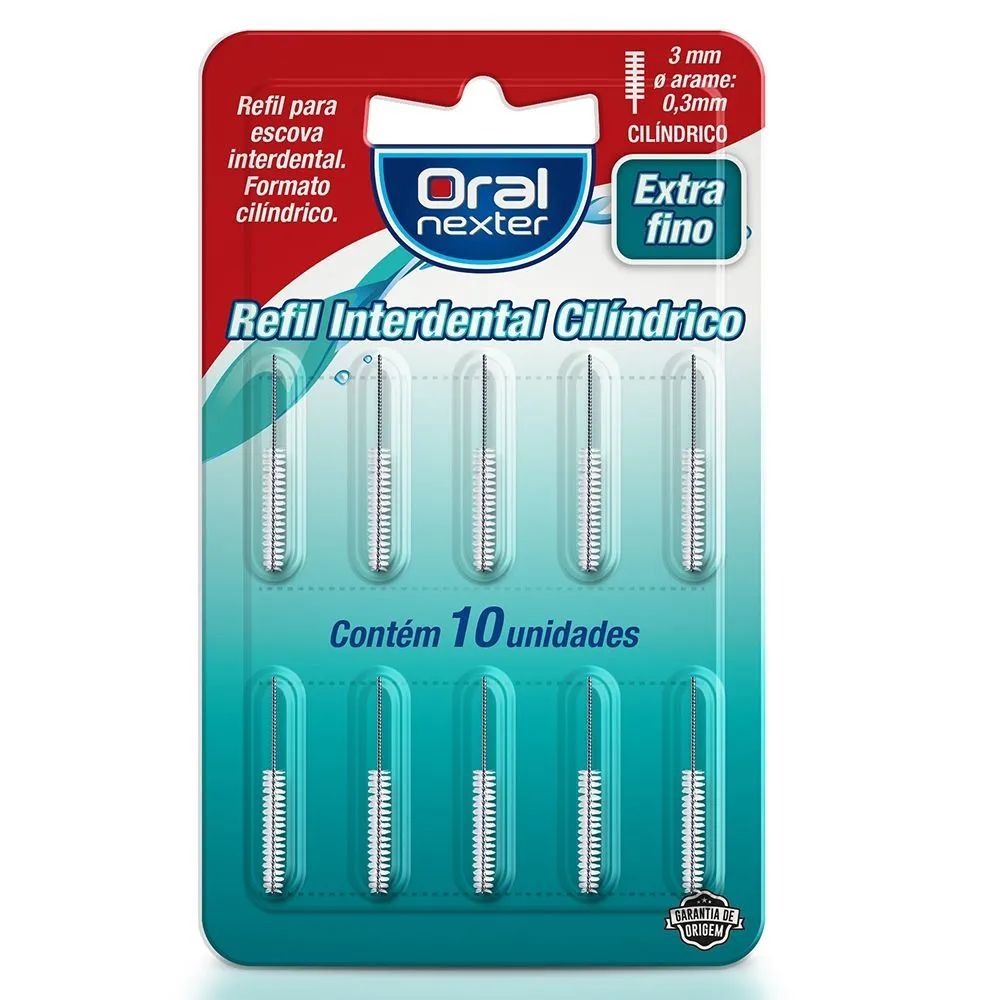 Refil Interdental Cilíndrico Extra Fino com 10 unidades Oral Nexter