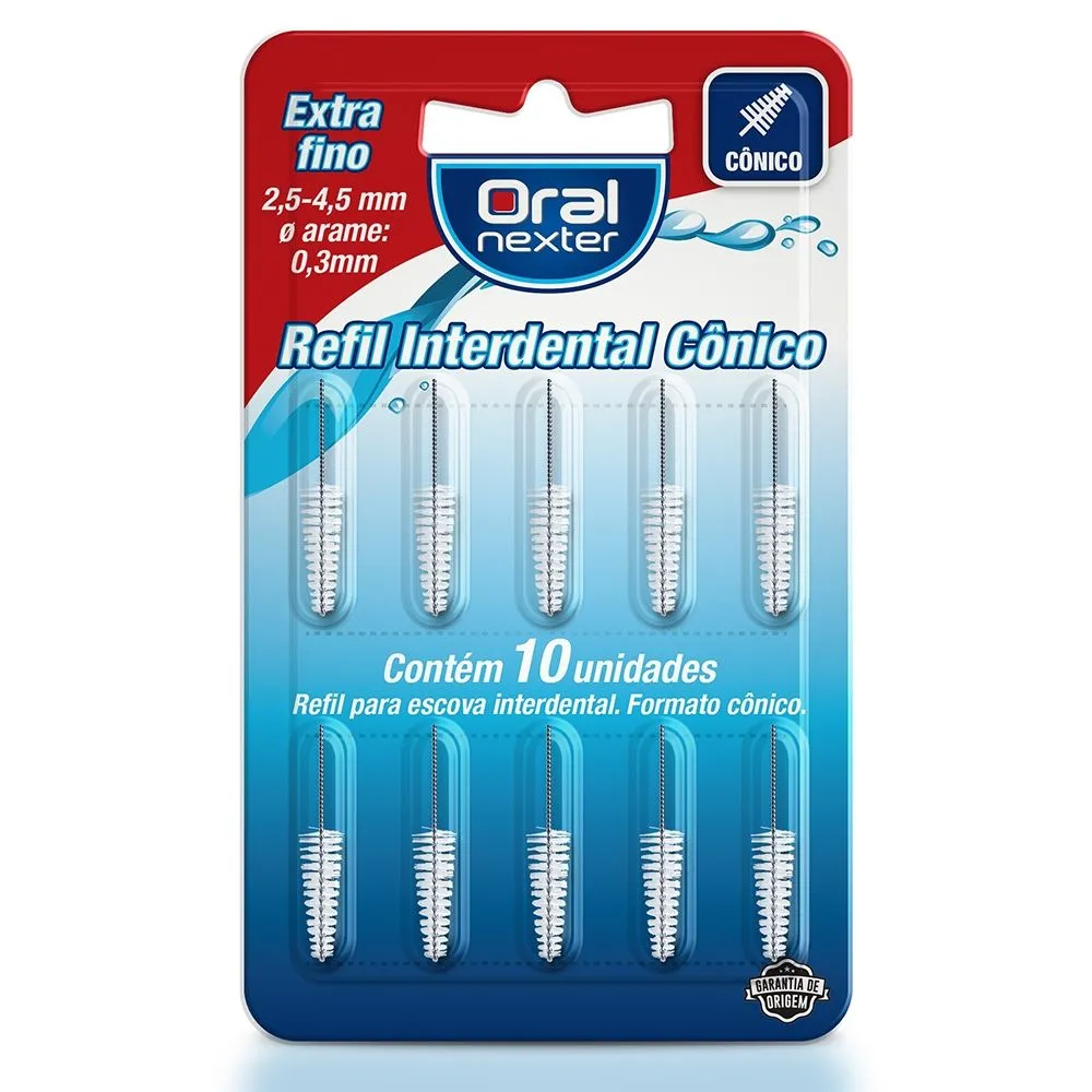 Refil Interdental Cônico Extra Fino com 10 unidades Oral Nexter