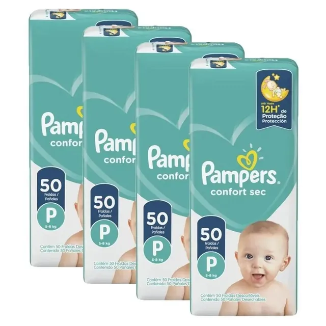 Kit 6 Fraldas Pampers Conforte Sec 'P" c/50 unidades cada