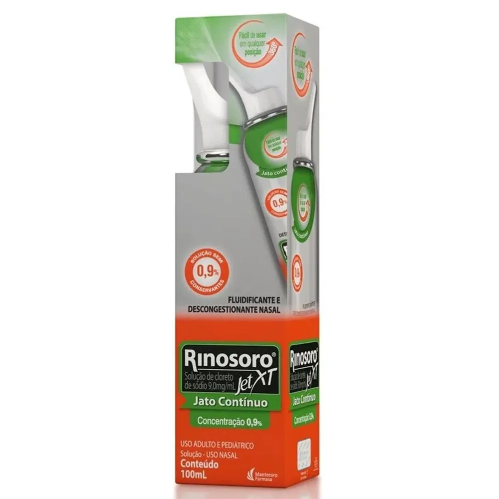 Rinosoro Jet XT Jato Contínuo Nasal 0,9% Mantecorp Farmasa 100ml