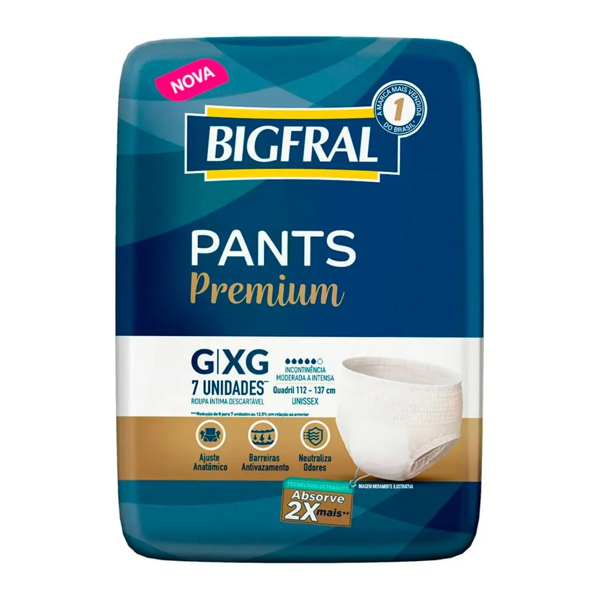 Roupa Íntima Bigfral Pants Tamanho G/XG Com 7 Unidades