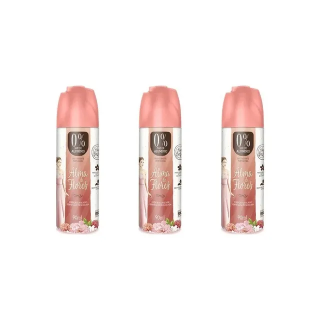 Kit c/3 Unidades de Desodorante Spray Alma De Flores 90ml Rose