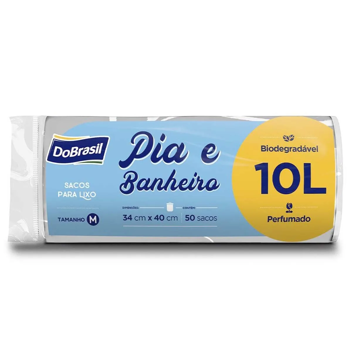 Saco de Lixo Branco Pia e Banheiro Perfumado e Biodegradável 10L C/50 Unidades - Dobrasil