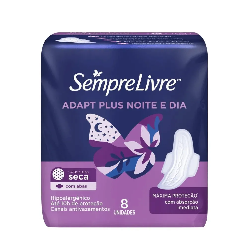 Sempre Livre Absorvente Adapt Plus Noite e Dia Com Abas 8un