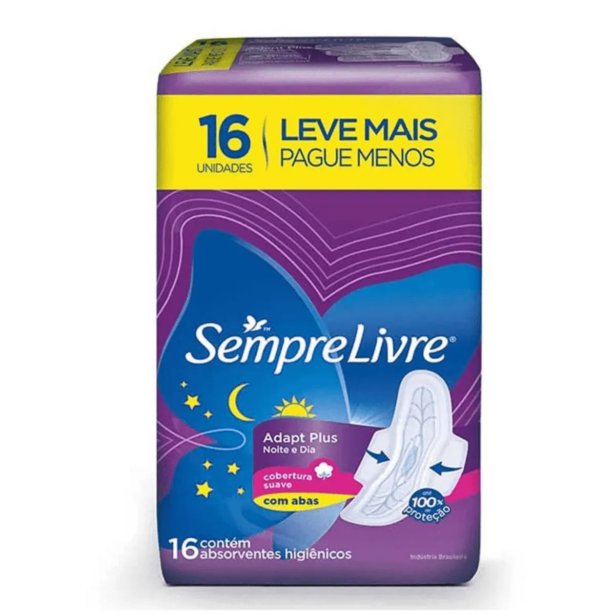 Sempre Livre Absorvente Adapt Plus Noite e Dia Suave Com Abas 16un