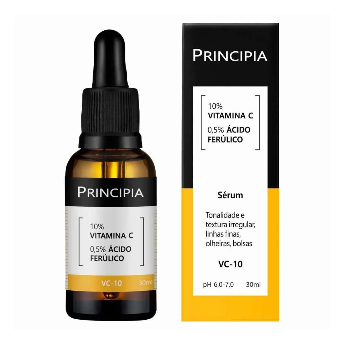 Sérum Anti-idade Vitamina C 10% e 0,5% Ácido Ferúlico Vc-10 Com 30ml Principia