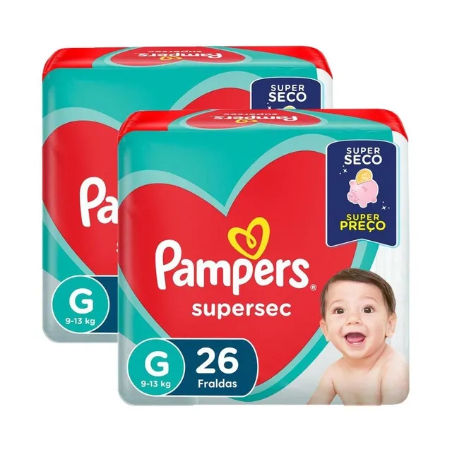 Kit 2 Fraldas Supersec ”G” Pampers c/26 Unidades cada