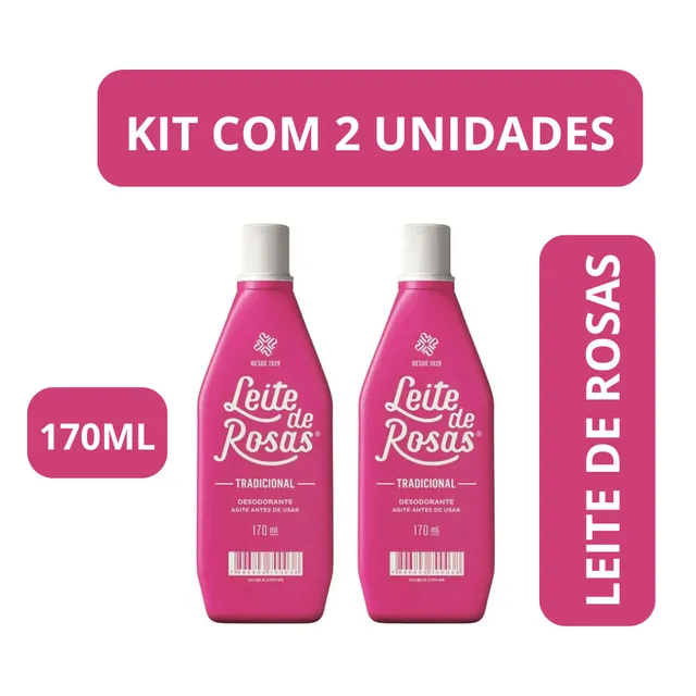 Kit c/2 Unidades de Desodorante Leite De Rosas 170ml Tradicional