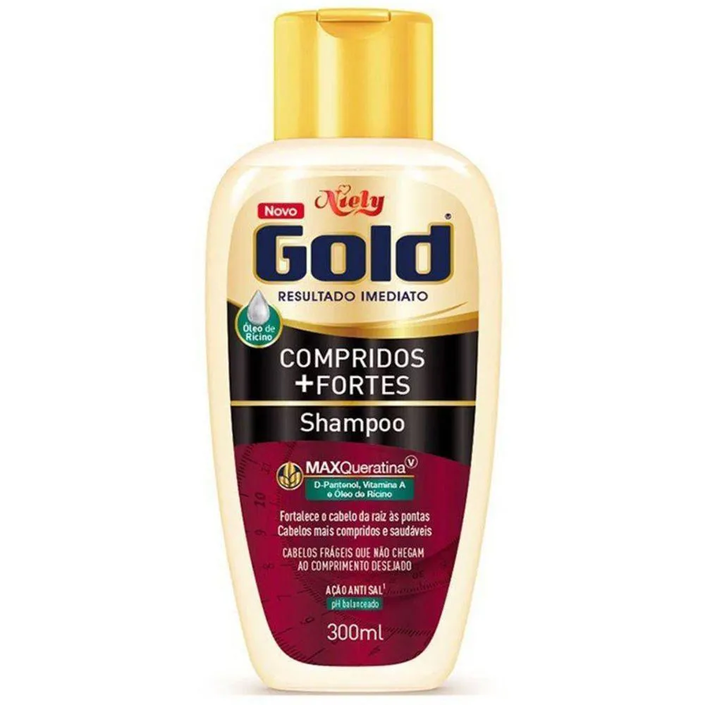 Shampoo Niely Gold Compridos   Fortes 300ml