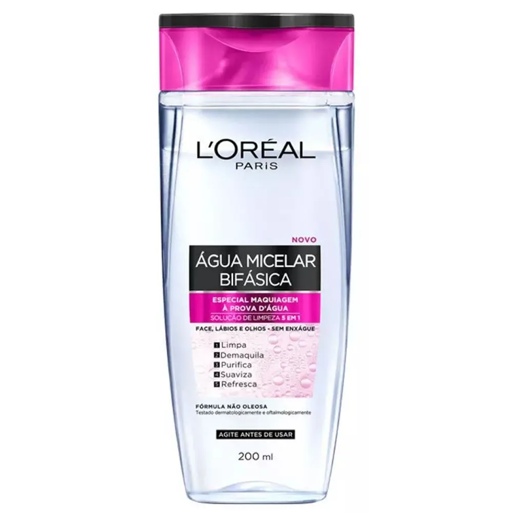 Solução de Limpeza Facial 5 em 1 Água Micelar Bifásica 200ml L`Oréal Paris