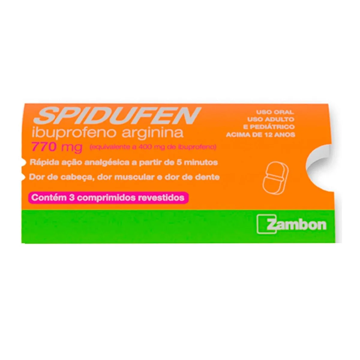 Spidufen 770mg Com 3 Comprimidos Revestidos Zambon