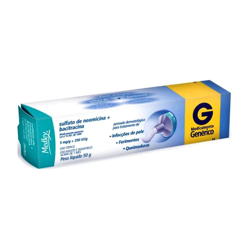 Sulfato De Neomicina 5Mg/G Com Bacitracina 250 Ui/G  Pomada 50G Genérico Medley