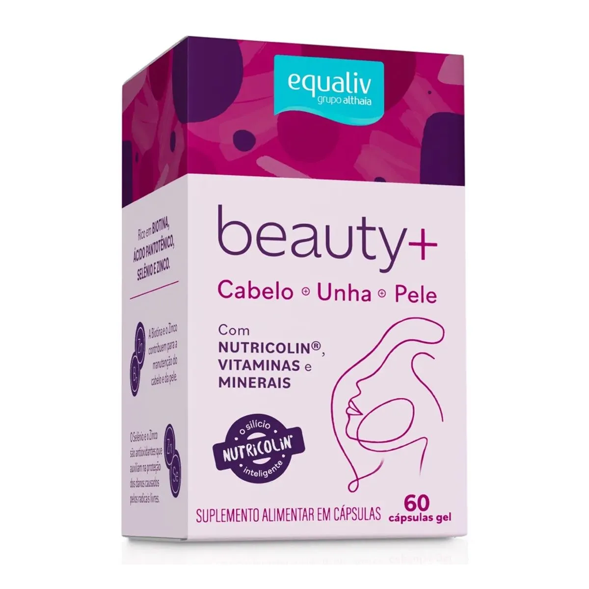 Suplemento Alimentar Beauty Mais Cabelo, Unha e Pele Com 60 Cápsulas Gel Equaliv