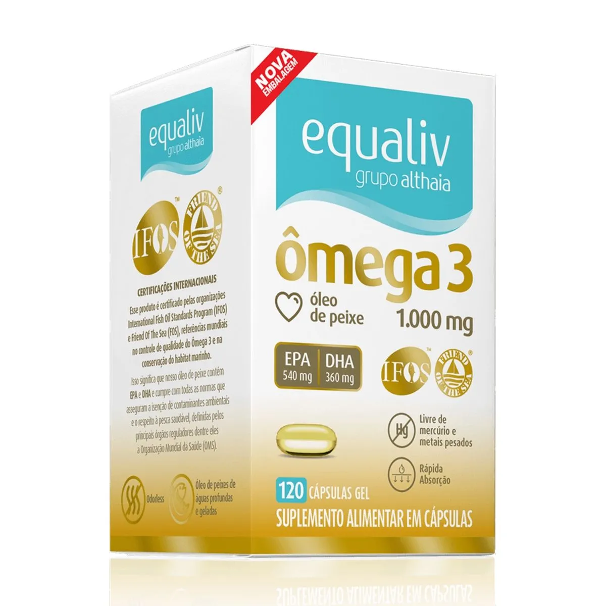 Suplemento Alimentar Ômega 3 1.000mg Com 120 Cápsulas Gel Equaliv