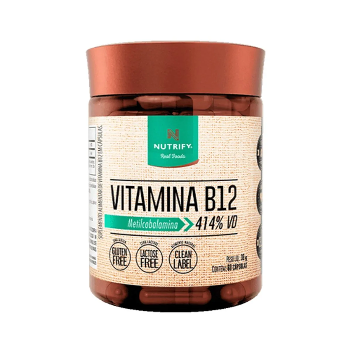 Suplemento Alimentar Vitamina B12 Metilcobalamina Com 60 Cápsulas Nutrify