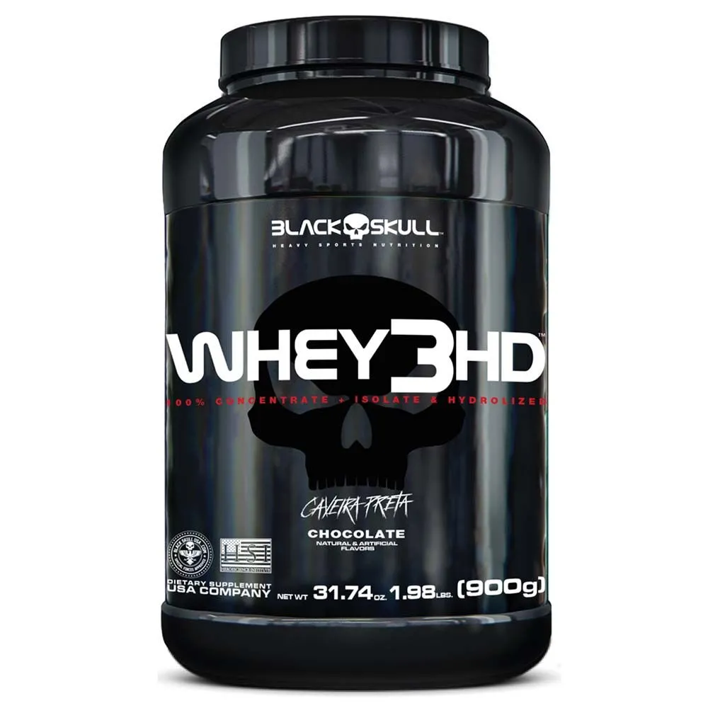 Suplemento Whey 3hd Black Skull Sabor Chocolate 900g