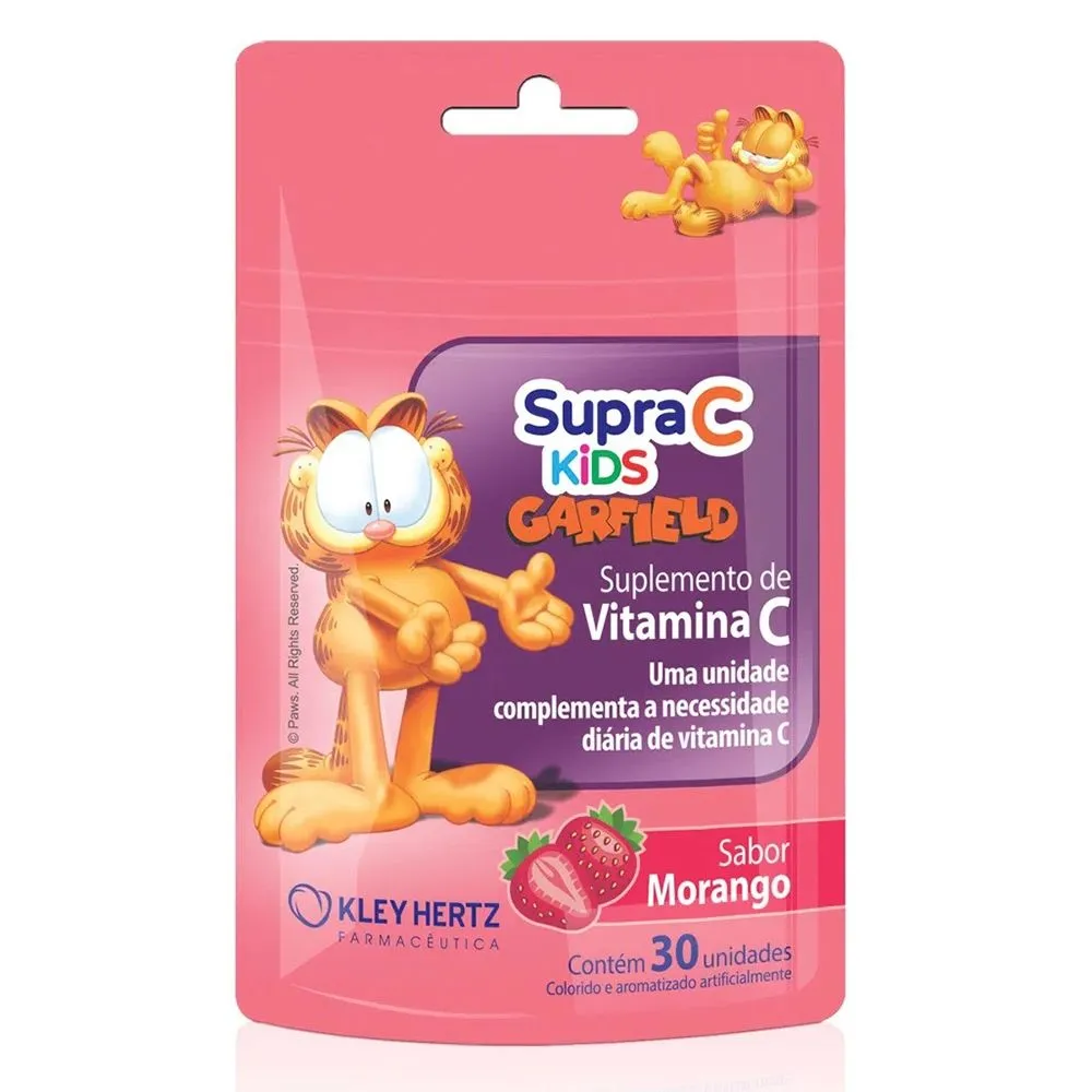 Supra C Kids Sabor Morango com 30 unidades Kley Hertz