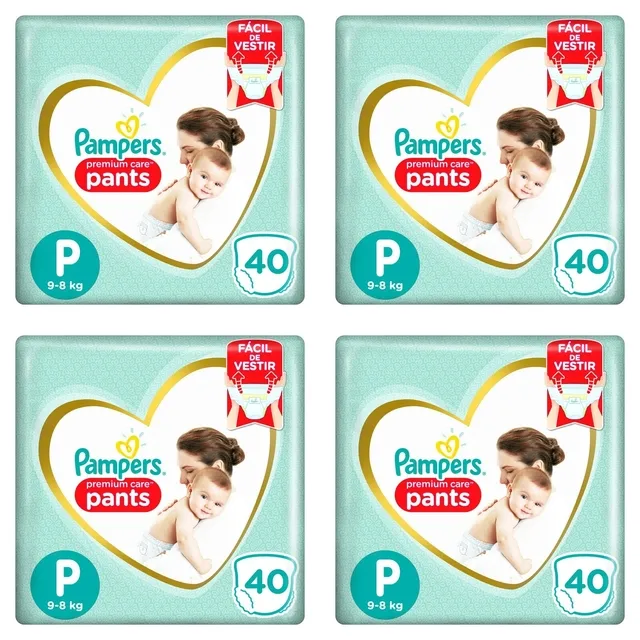 Kit 4 Fraldas Pampers Pants P.Care Pants c/40 Unidades cada