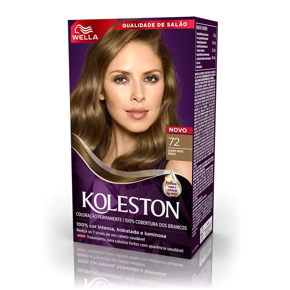 Tinta de Cabelo Koleston 72 Louro Mate Médio