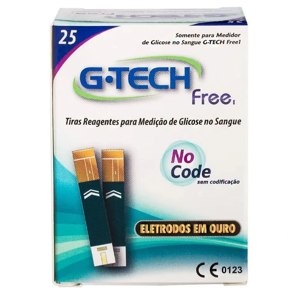 Tiras Reagentes G-Tech Free com 25 unidades Ref:TTFR125