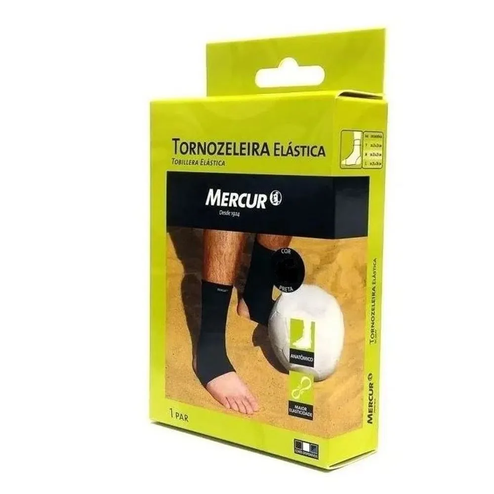 Tornozeleira Elástica Tamanho G Par Preto BC0647-CP Mercur
