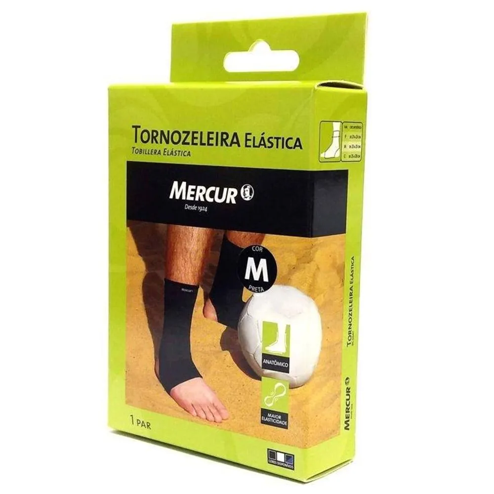 Tornozeleira Elástica Tamanho M Preta Mercur