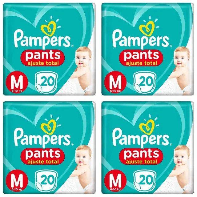 Kit 4 Fraldas Confortsec Pants ”M” Pampers Simples c/20 Unidades cada